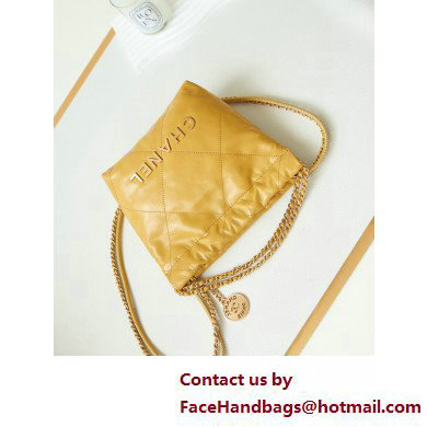 Chanel Shiny Calfskin  &  Gold-Tone Metal CHANEL 22 Mini Handbag AS3980 Yellow